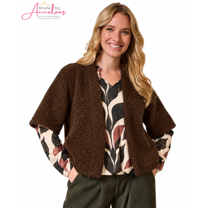 FOS Gilet Lia Teddy 7923 Bruin 